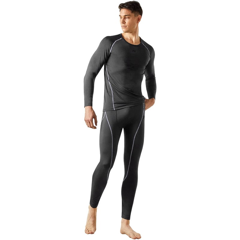 FITEXTREME MAXHEAT Mens Thermal Underwear Long Johns Set with Fleece Lined Grey S - Image 2